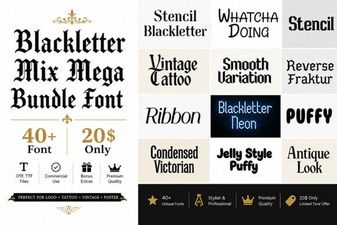 Blackletter Mix Mega Bundle: Bold Gothic Fonts for Every Project
