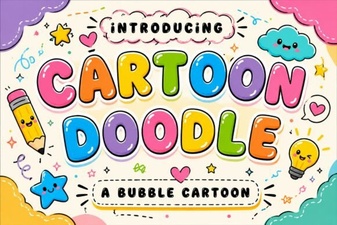 Cartoon Doodle Font - Playful Hand-Drawn Display Typeface